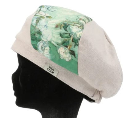 名画 帽子 ベレー帽 ゴッホ バラのある花瓶