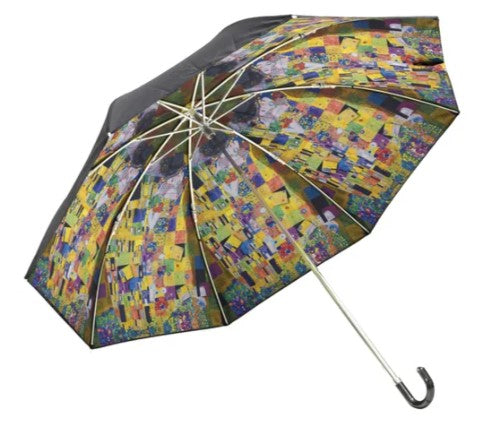 名画 晴雨兼用 折りたたみ傘 クリムト ザ・キス 接吻 モザイク
