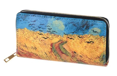 名画 長財布 ゴッホ カラスのいる麦畑