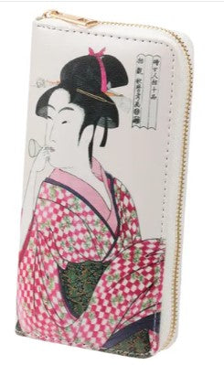 名画 長財布 浮世絵 喜多川歌麿 ビードロを吹く女