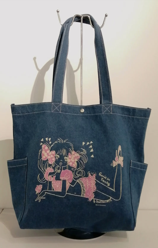 水森亜土 デニムトートバッグ ファンキー AD-8422
