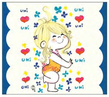 水森亜土 ティッシュポーチ ハート ブルー BL AD-9109 レトロシリーズ