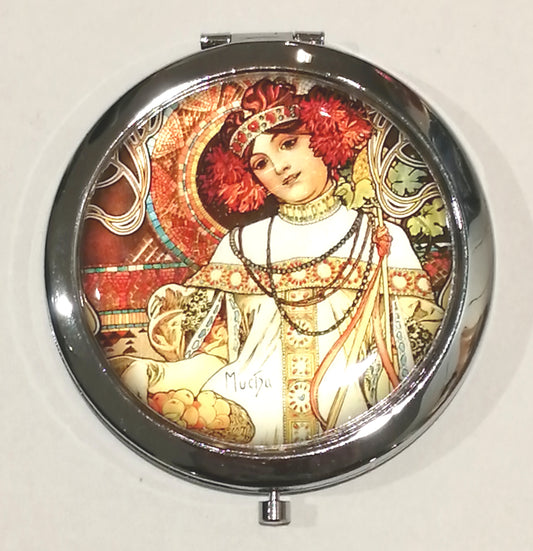 名画 ポケット ミラー ミュシャ Autumn