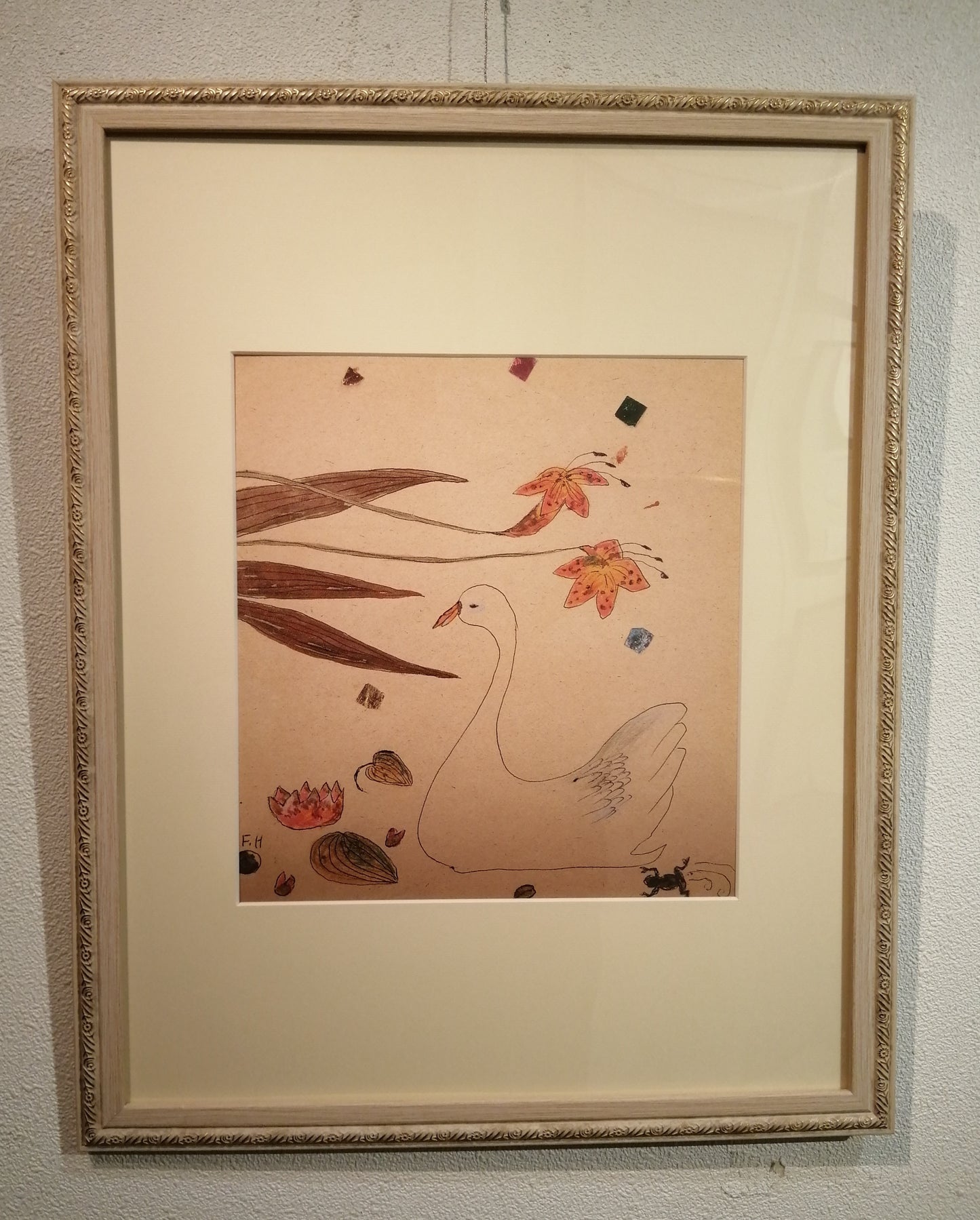 名画 ポスター額 フジコ・ヘミング かえると白鳥