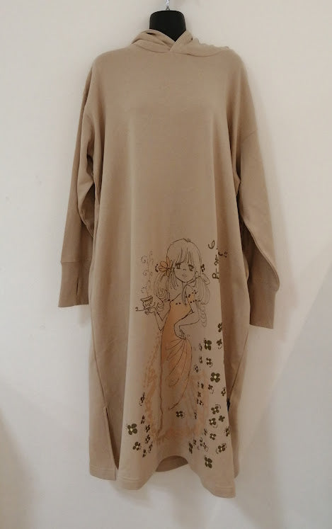 水森亜土 リラックスパーカーワンピ ティー BG