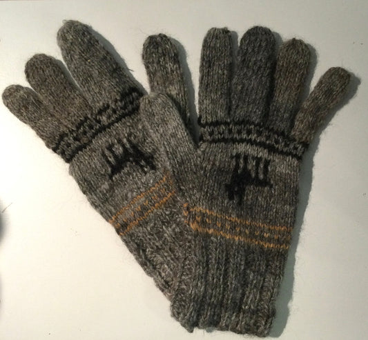 アルパカ手袋 100% 手編み YAGL089