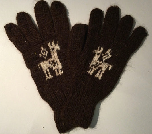 アルパカ手袋 100% 手編み YAGL088