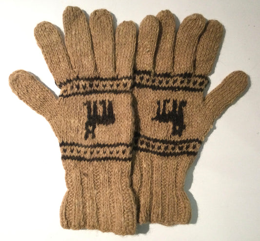 アルパカ手袋 100% 手編み YAGL086