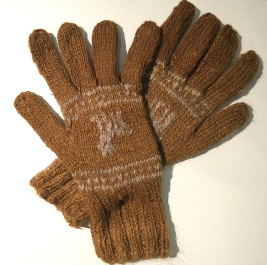 アルパカ手袋 100% 手編み YAGL085