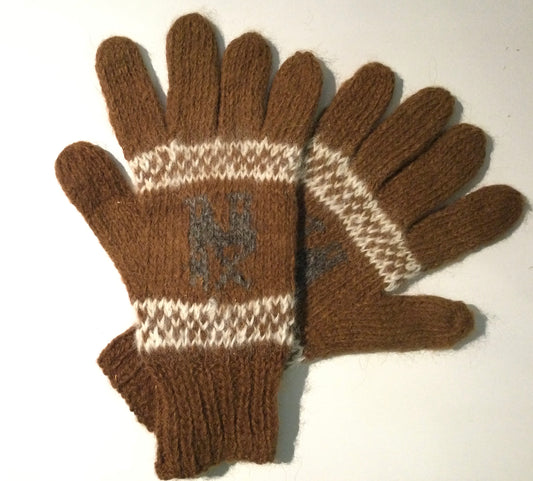 アルパカ手袋 100% 手編み YAGL084