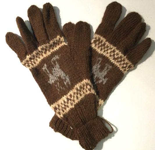 アルパカ手袋 100% 手編み YAGL083