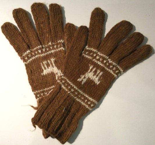 アルパカ手袋 100% 手編み YAGL081