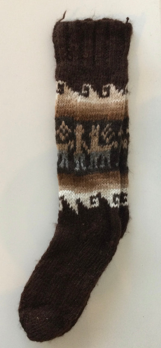 アルパカ靴下 ハイソックス 手編み 100%アルパカ YASK006