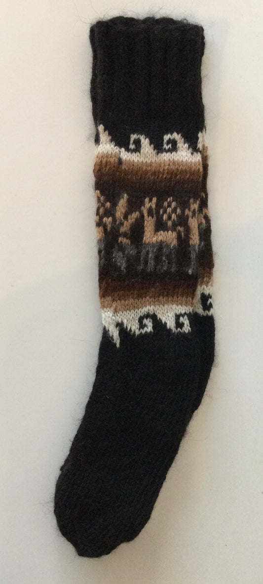 アルパカ靴下 ハイソックス 手編み 100%アルパカ YASK002