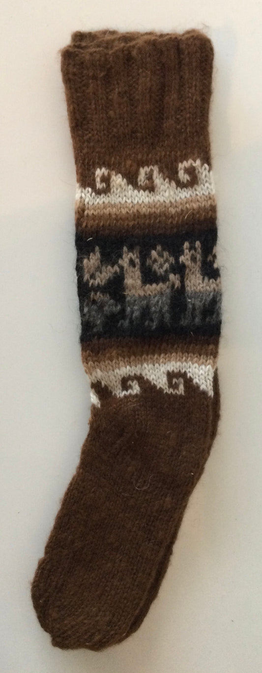 アルパカ靴下 ハイソックス 手編み 100%アルパカ YASK005