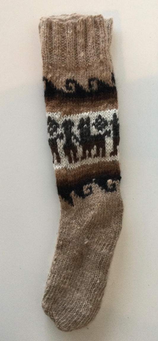 アルパカ靴下 ハイソックス 手編み 100%アルパカ YASK004