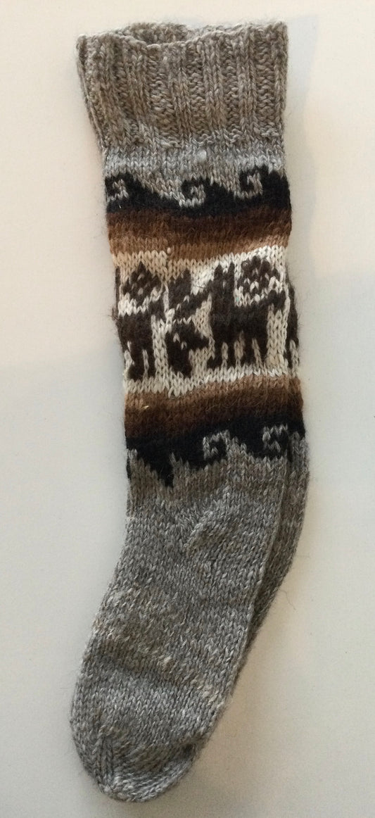 アルパカ靴下 ハイソックス 手編み 100%アルパカ YASK003
