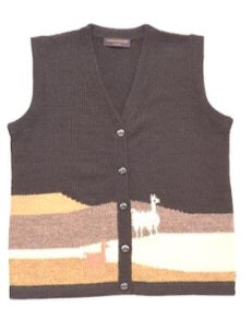 アルパカ ベスト 100% 砂漠柄 OBVS-994-BK
