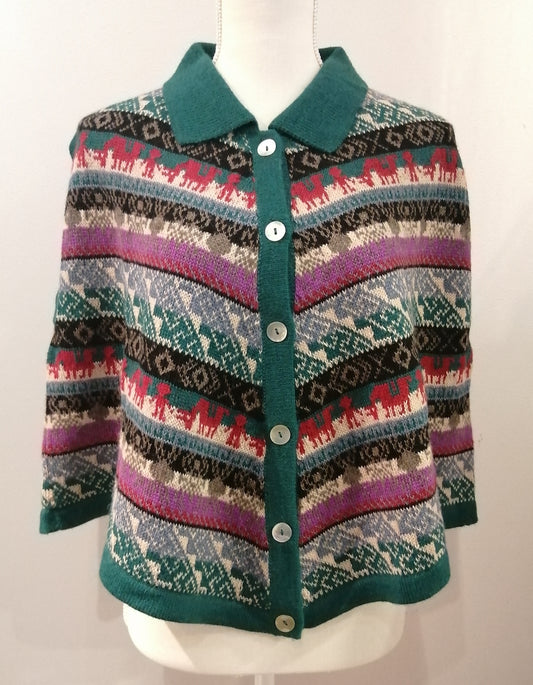 アルパカベスト 襟付きAライン ボーダー柄 TPVS-RR810 *残りわずか