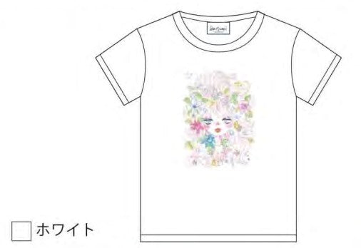 水森亜土 Tシャツ フラワーフェイス ホワイト WH AD-9348