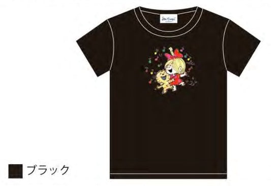 水森亜土 Tシャツ ネコ&ガール ブラック BK AD-9361