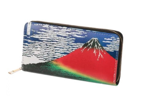 名画 長財布 浮世絵 葛飾北斎 富嶽三十六景 凱風快晴 赤富士