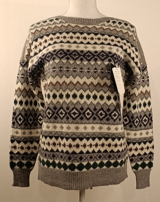 アルパカセーター ベビーアルパカ100% 総ジャカード グレー YASW26001gy