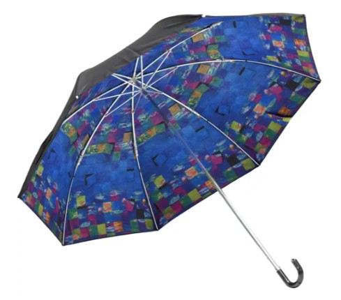 名画 晴雨兼用 折りたたみ傘 モネ 睡蓮 モザイク