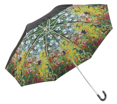 名画 晴雨兼用 折りたたみ傘 クリムト フラワーガーデン モザイク