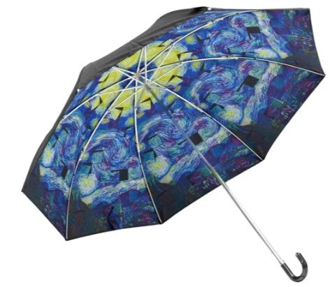 名画 晴雨兼用 折りたたみ傘 ゴッホ 星月夜 モザイク