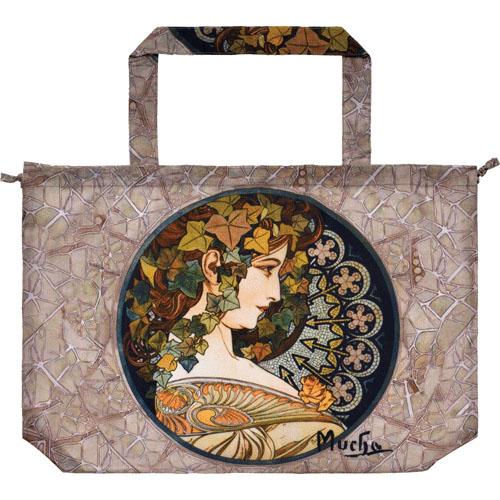 名画 エコバッグ&レインバッグカバー ミュシャ 蔦と夢想