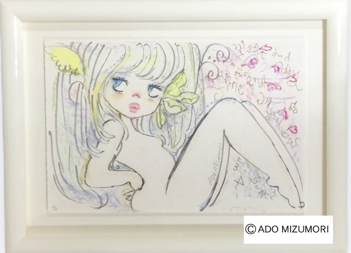 水森亜土 絵画 ナイト&ディ 版画(アーカイバル)