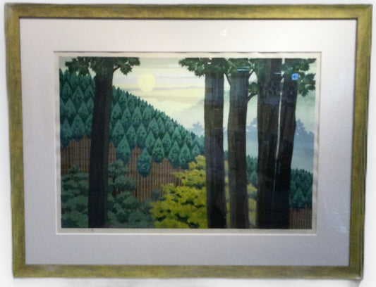 井堂雅夫 北山夕霧 木版画(額装品)