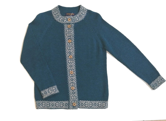 アルパカカーディガン ラグラン袖 100% ブルー CNCA-1404-BL