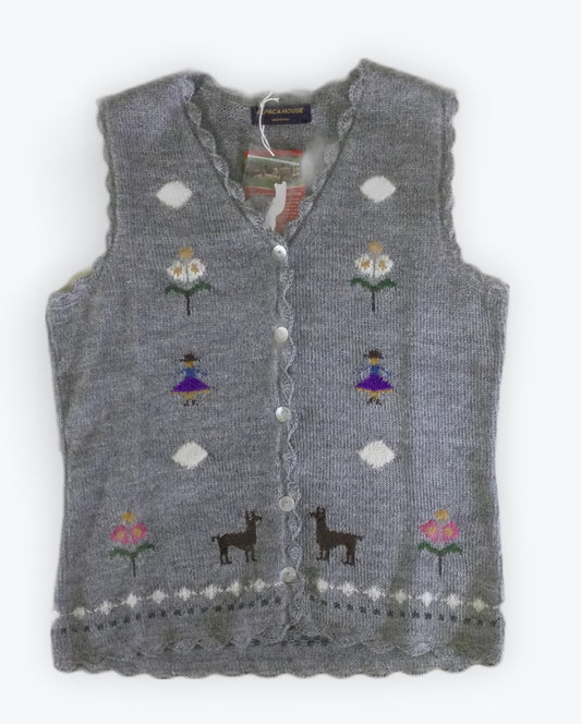 アルパカベスト アンデス柄 スカラップ仕上げ