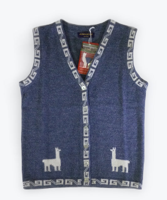 アルパカベスト 裾アルパカ柄