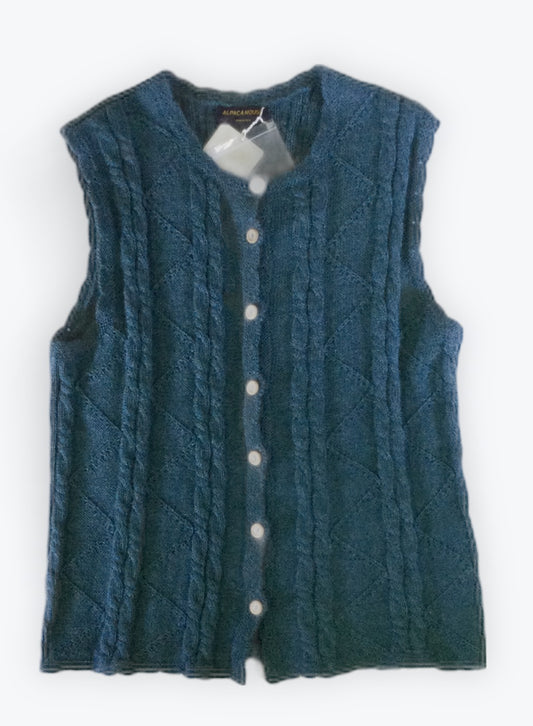 アルパカベスト 無地 ブルー