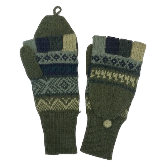 アルパカ手袋*指出し・ミトンカバー付き 緑 GU AU972c