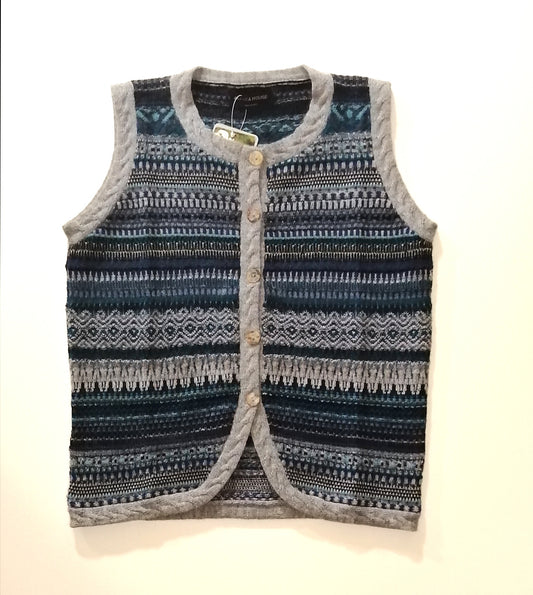 アルパカベスト 100% ラウンドベスト ブルー アルパカハウス OBVS-778BL