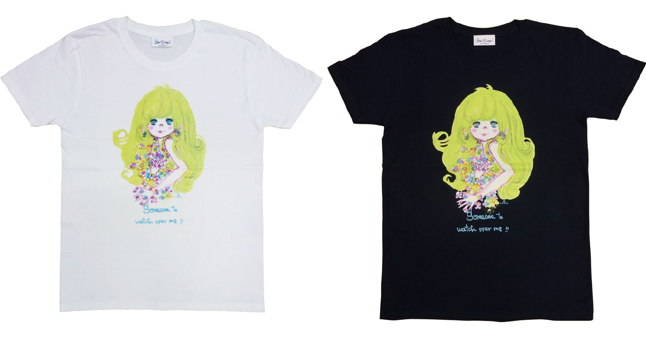 水森亜土 Tシャツ サムワン BK/WH 2色
