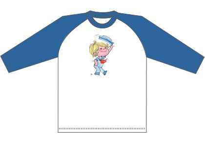 水森亜土 ラグランスリーブTシャツ 7分袖 マリン BL レトロシリーズ