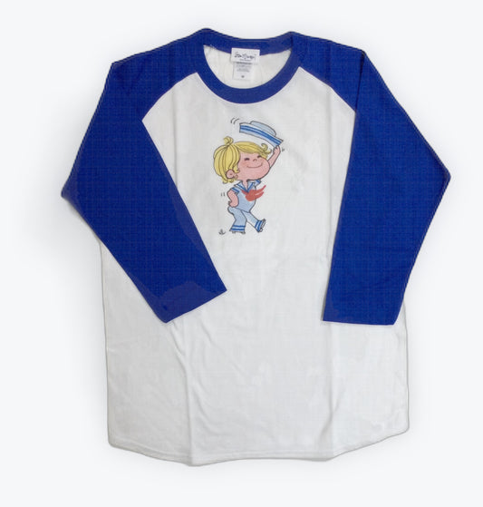 水森亜土 ラグランスリーブTシャツ 7分袖 マリン BL レトロシリーズ