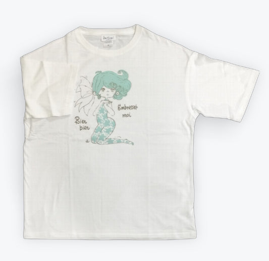 水森亜土 ビッグTシャツ リボン WH/NV 2色