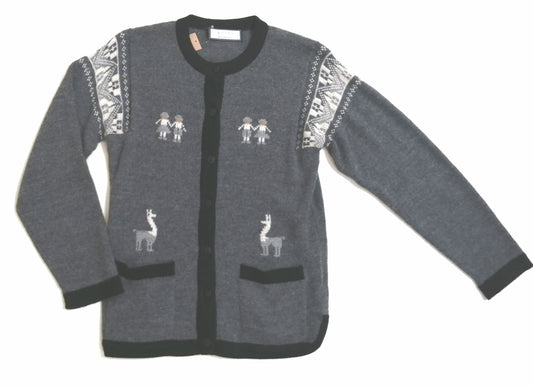 アルパカカーディガン ベビーアルパカ 100% グレー