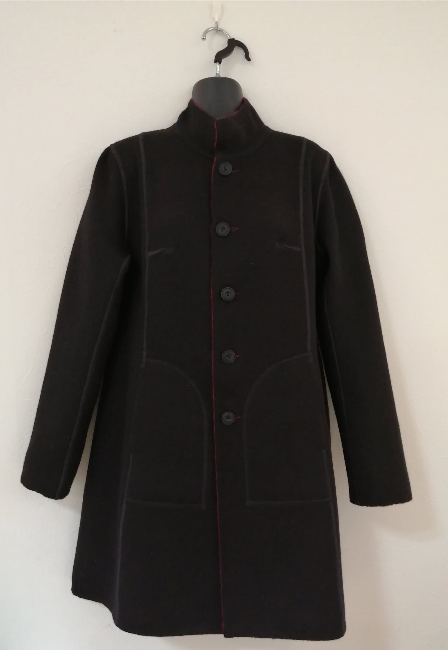 アルパカコート リバーシブル スタンドカラー ベビーアルパカ BLACK/RED YACO001BLRD