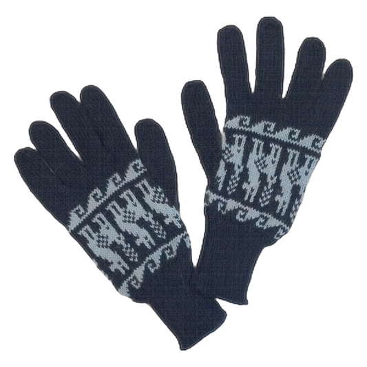 アルパカ手袋 青 YAGL008-db