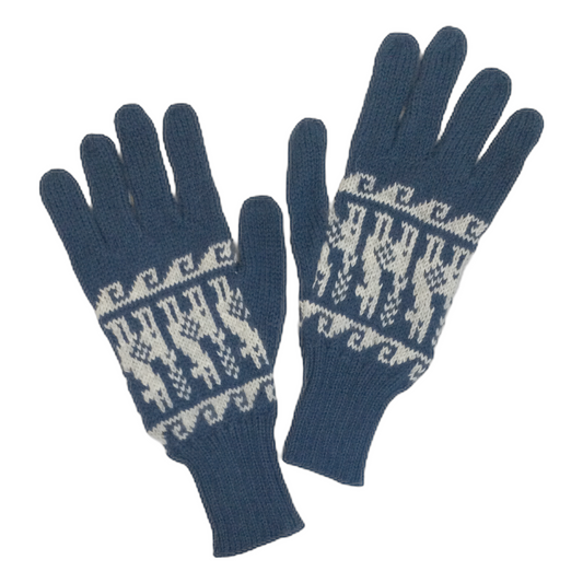 アルパカ手袋 青 YAGL010BL