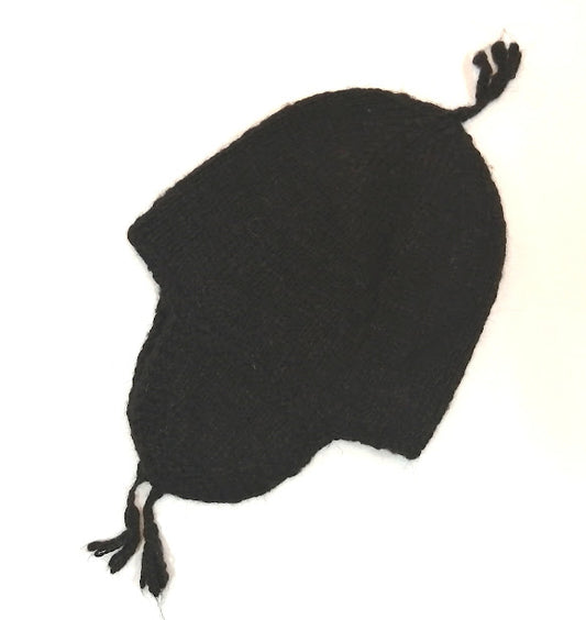 アルパカ帽子 100% 手編み 耳当て付き ベージュ YAHT050