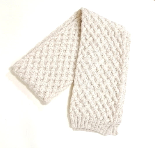 アルパカマフラー 100% ケーブル編み リバーシブル