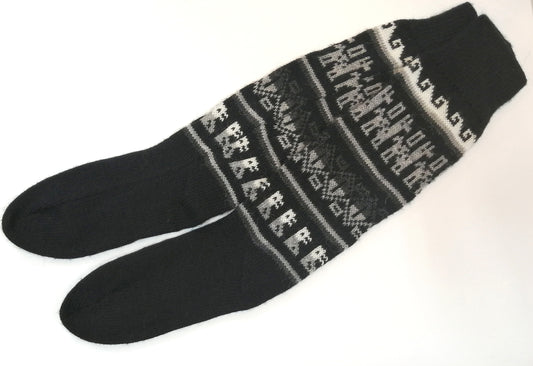 アルパカ靴下 ハイソックス 100%アルパカ 黒 YASK001-BK